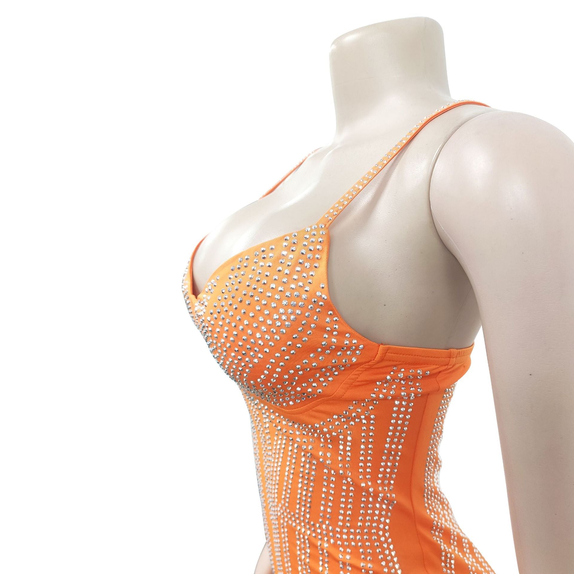 Women's Fashionable Sleeveless Beaded Feather Strap Club Dress 20