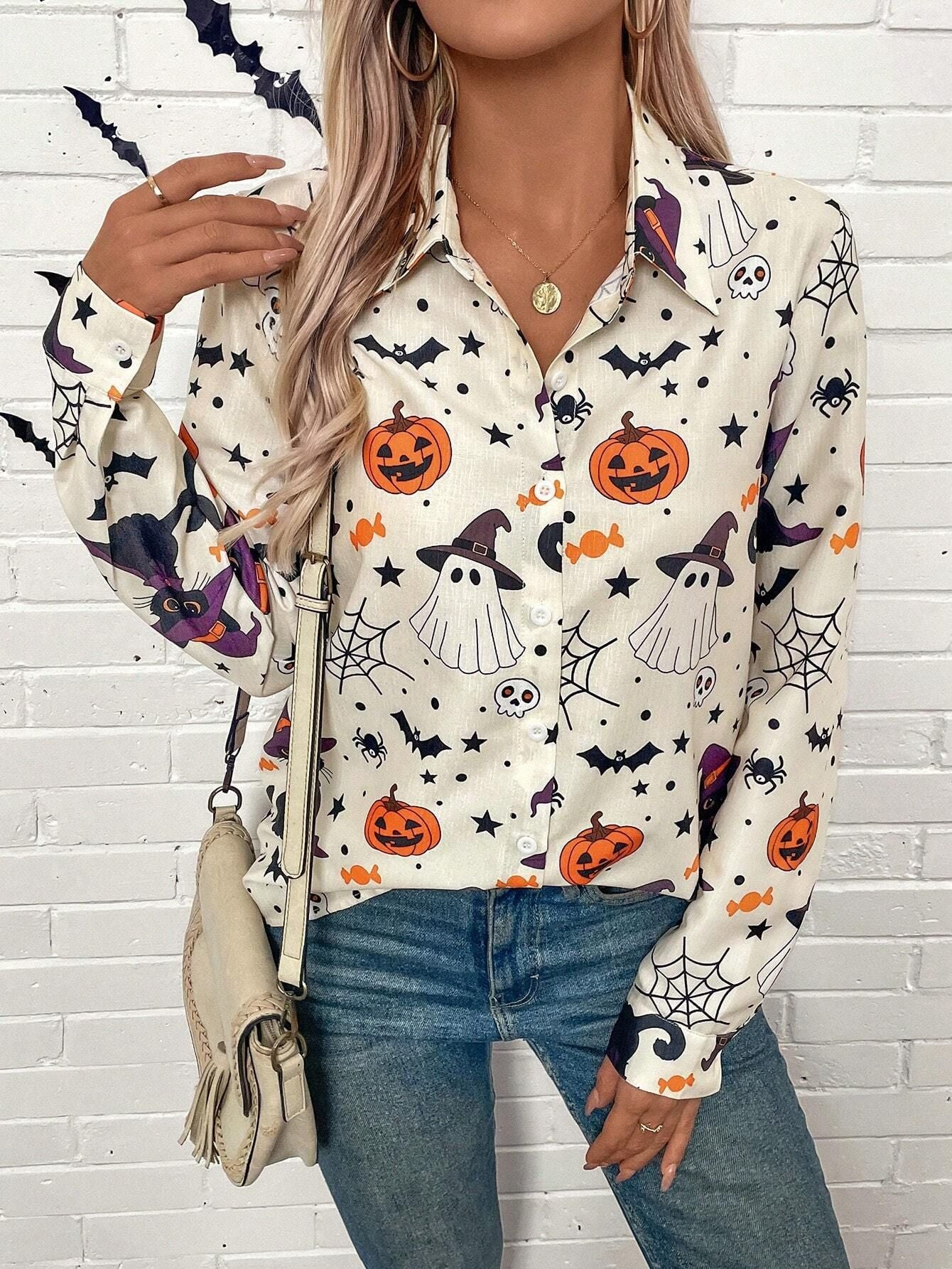 Halloween Women Printed Long Sleeve Shirt