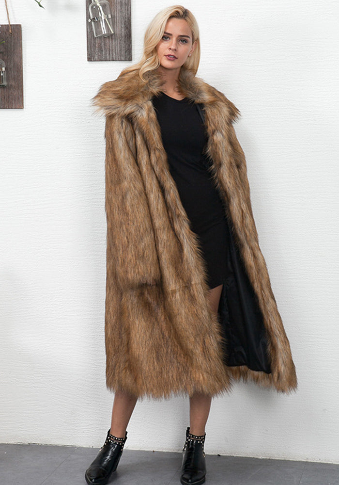 Plus Size Women Faux furry Warm Long Coat