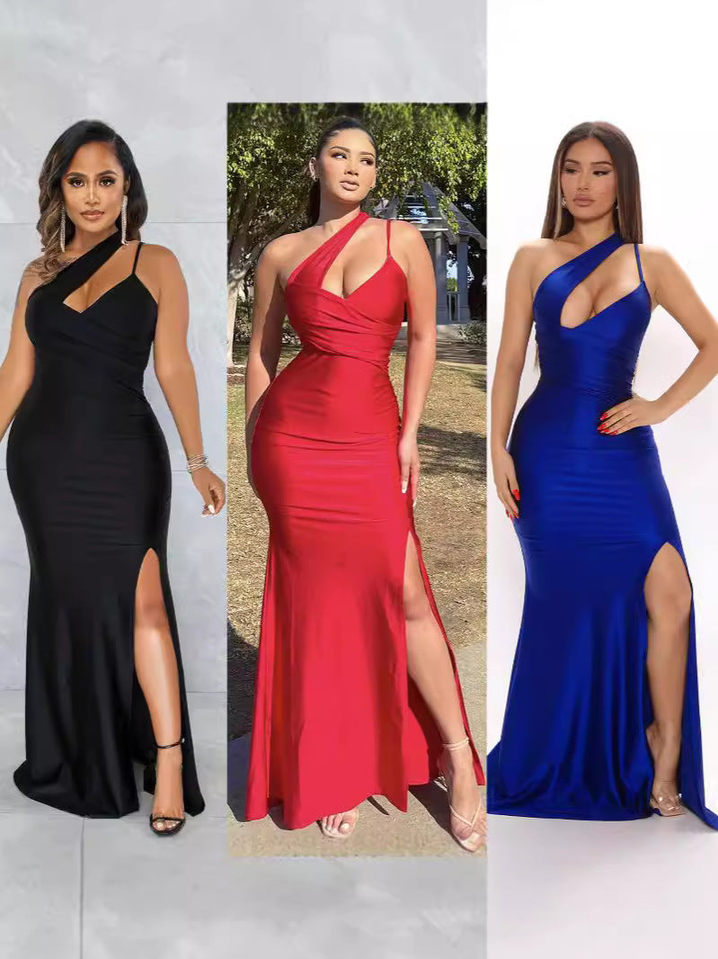 Women's Summer Slash Shoulder Strap Evening Dress 5