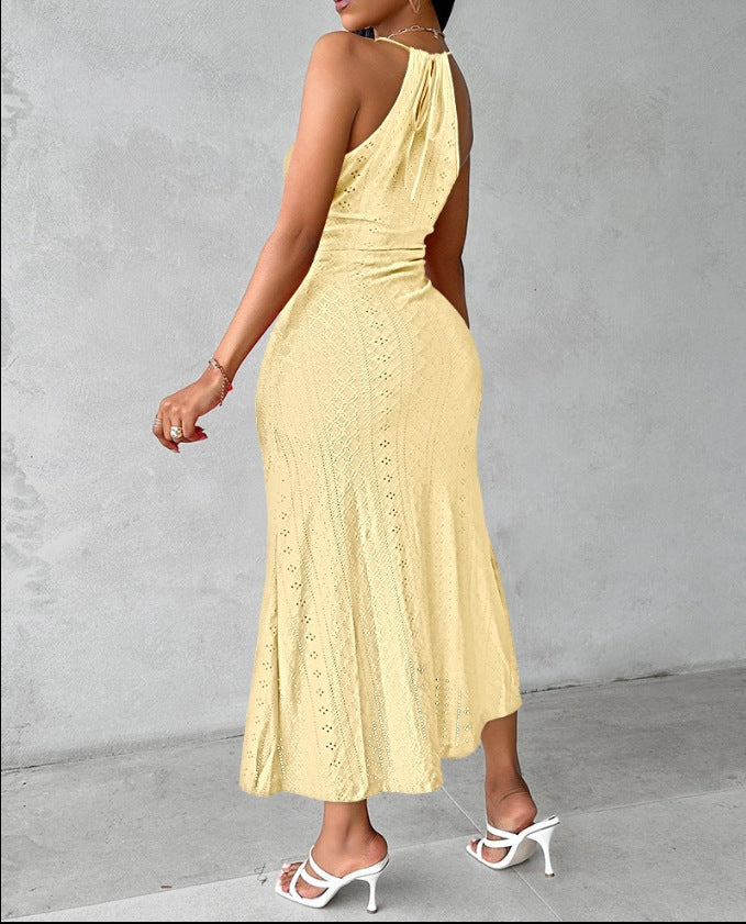 Women Spring and Summer Halter Neck Sleeveless Irregular Skirt Dress 11