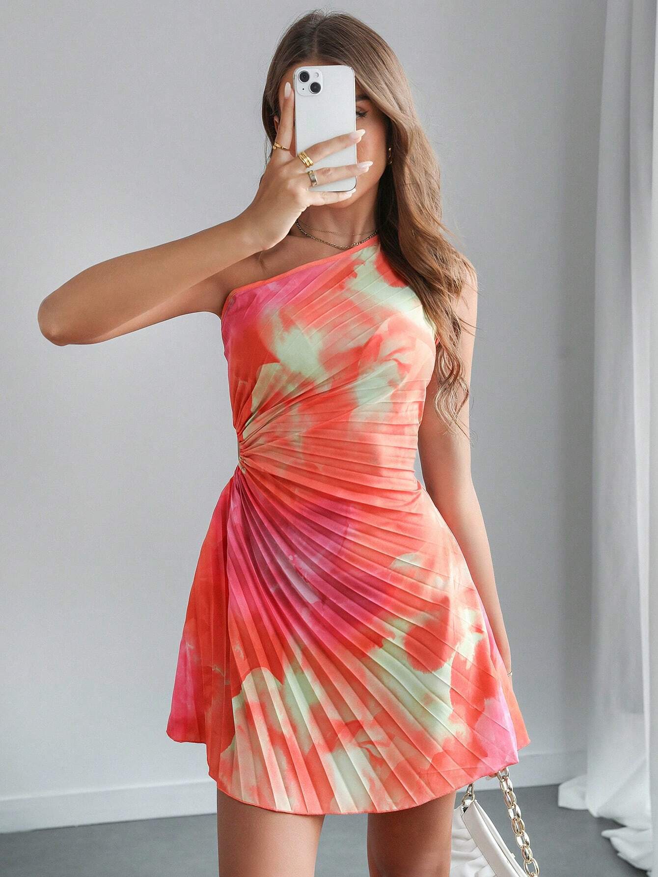 Women Spring and Summer One Shoulder Sleeveless Printed Bodycon Dress 8
