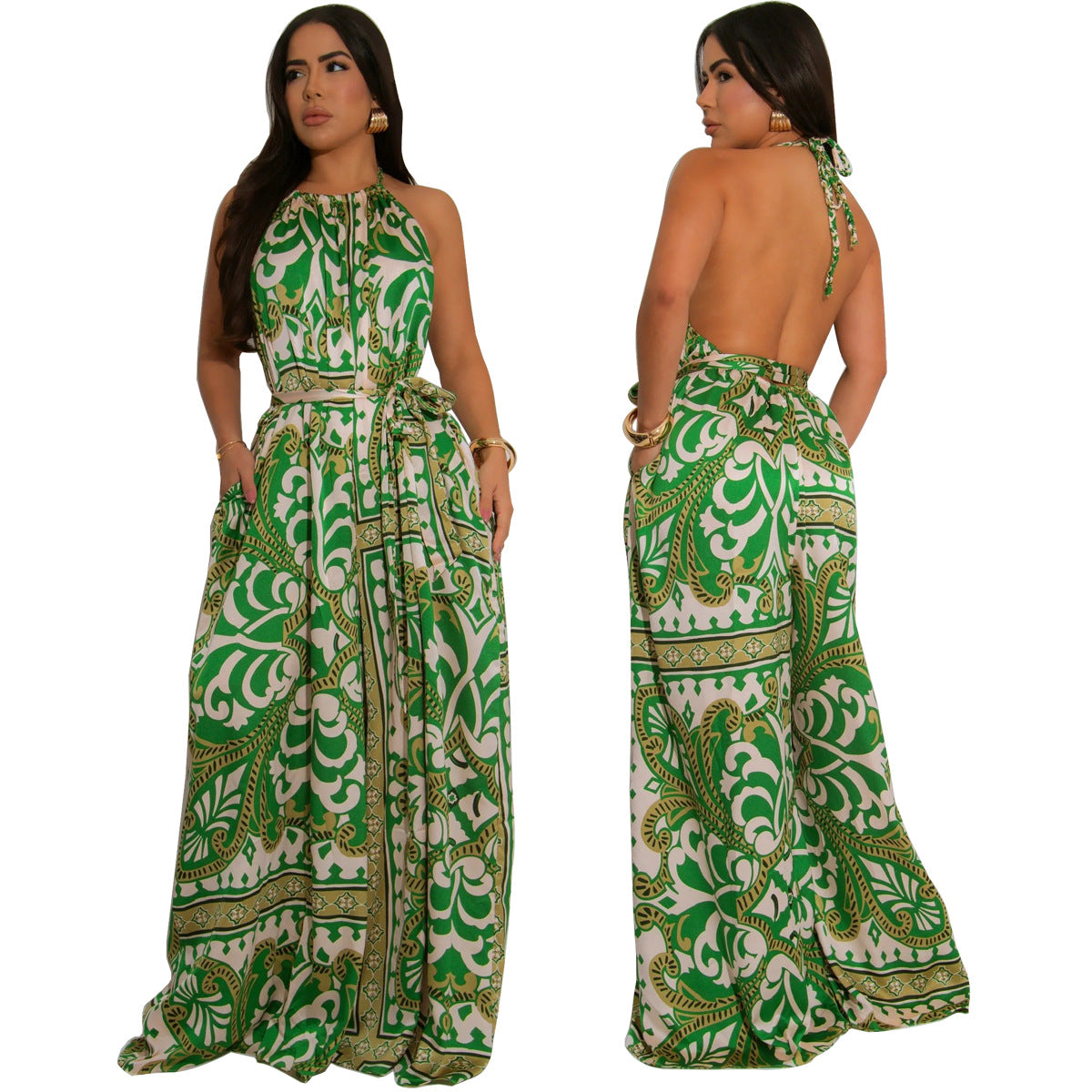 Fashion Women's Summer Holiday Style Sexy Low Back Jumpsuit