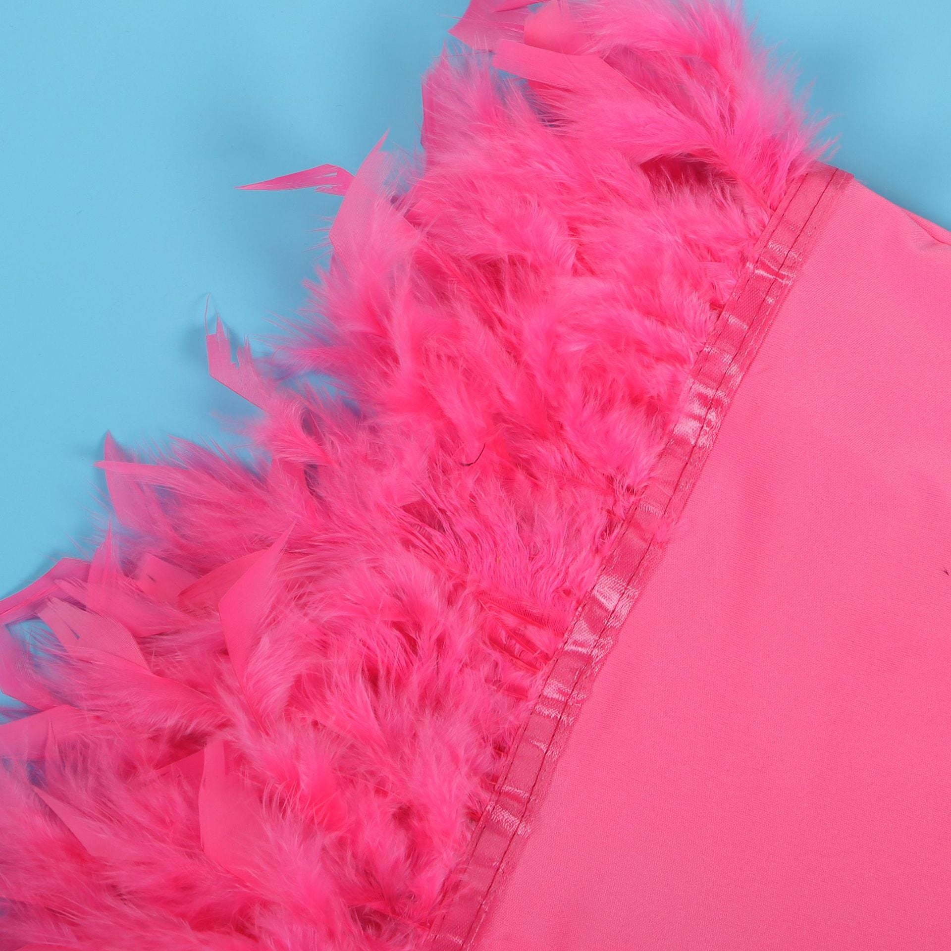 Women Casual Solid Sleeveless Feather Bodycon Dress 32