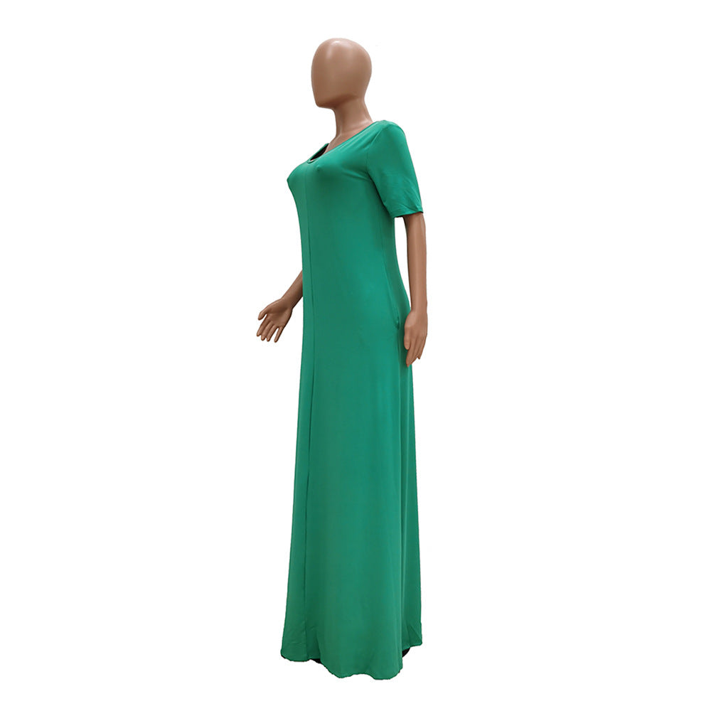 Women's Casual Pretty Color Short Sleeve Maxi Dress 20