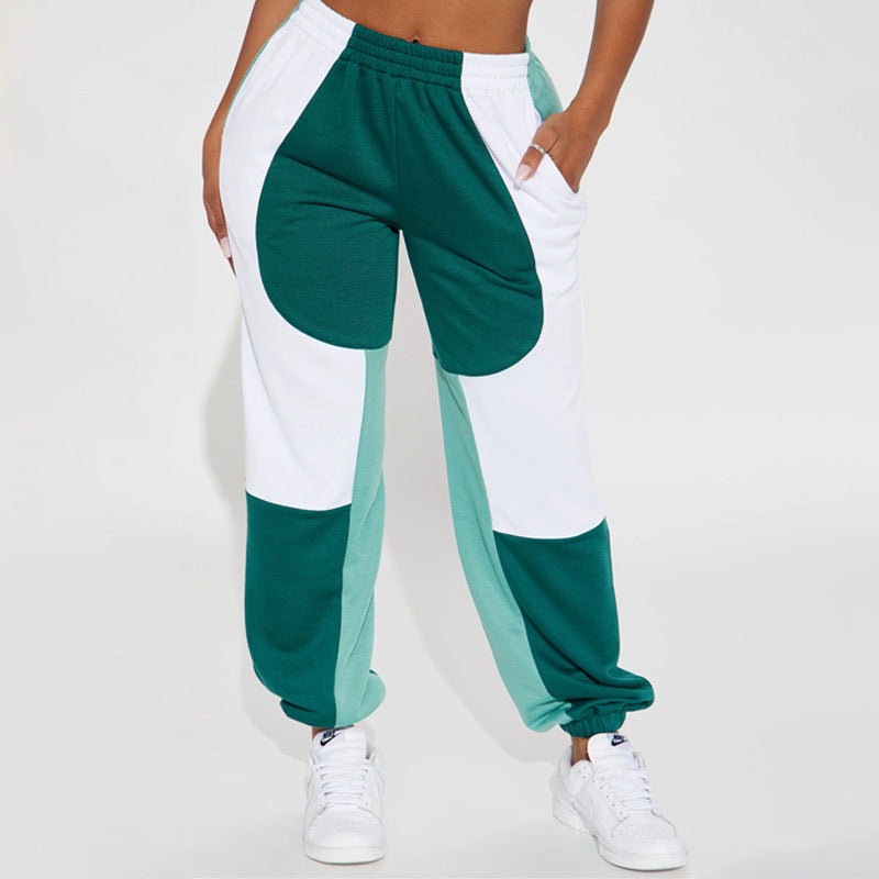 Fashionable Color Matching Loose Sports Pants Elastic Waist Outdoor Jogging Casual Sweatpants 4