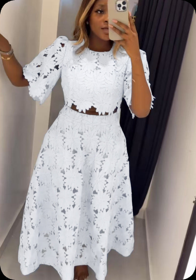 Women's Hollow Out Top Fashion Casual Two-Piece Set 5