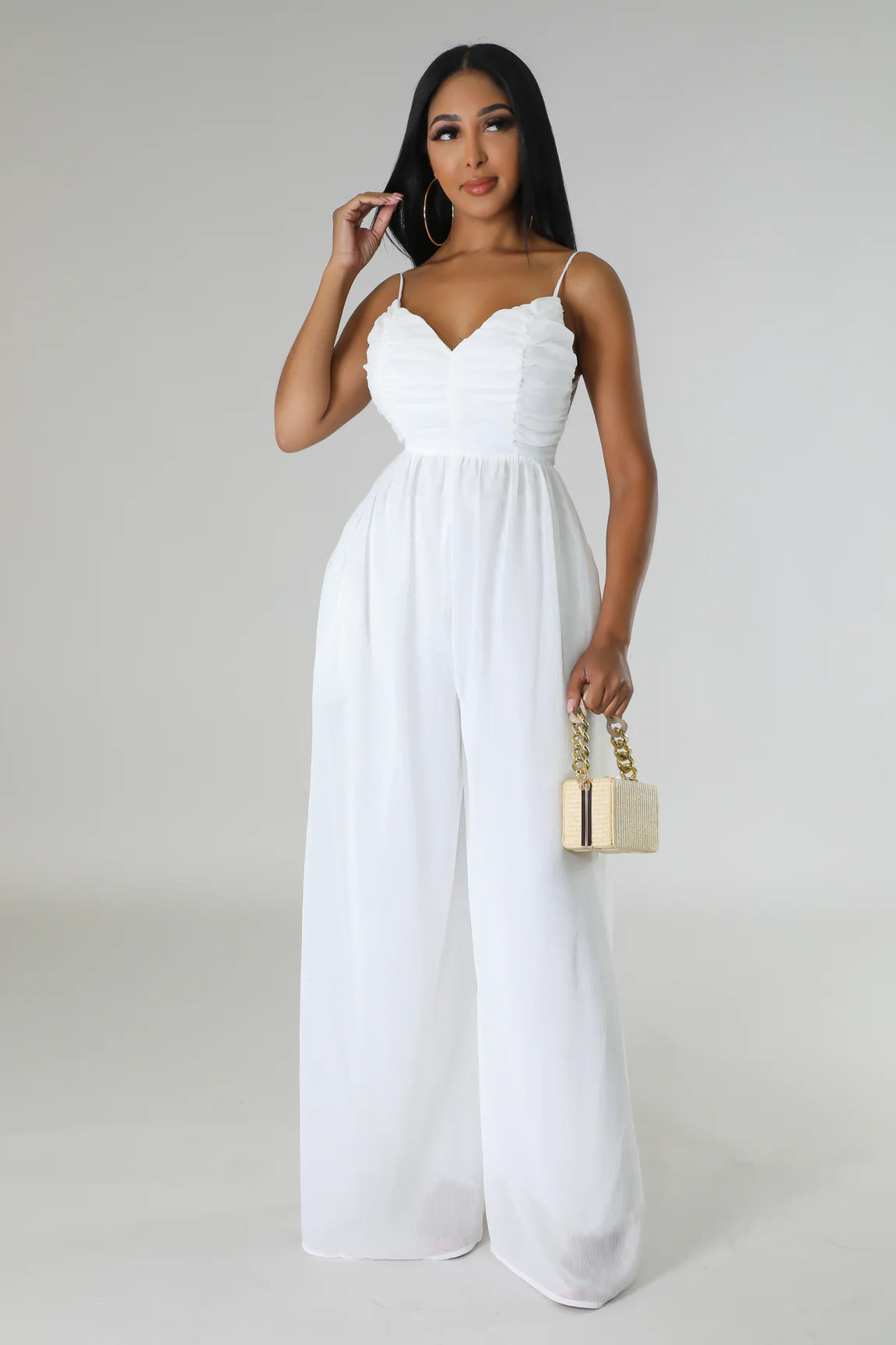 Casual Fashion Summer Strappy Low Back Sexy Solid Color Jumpsuit