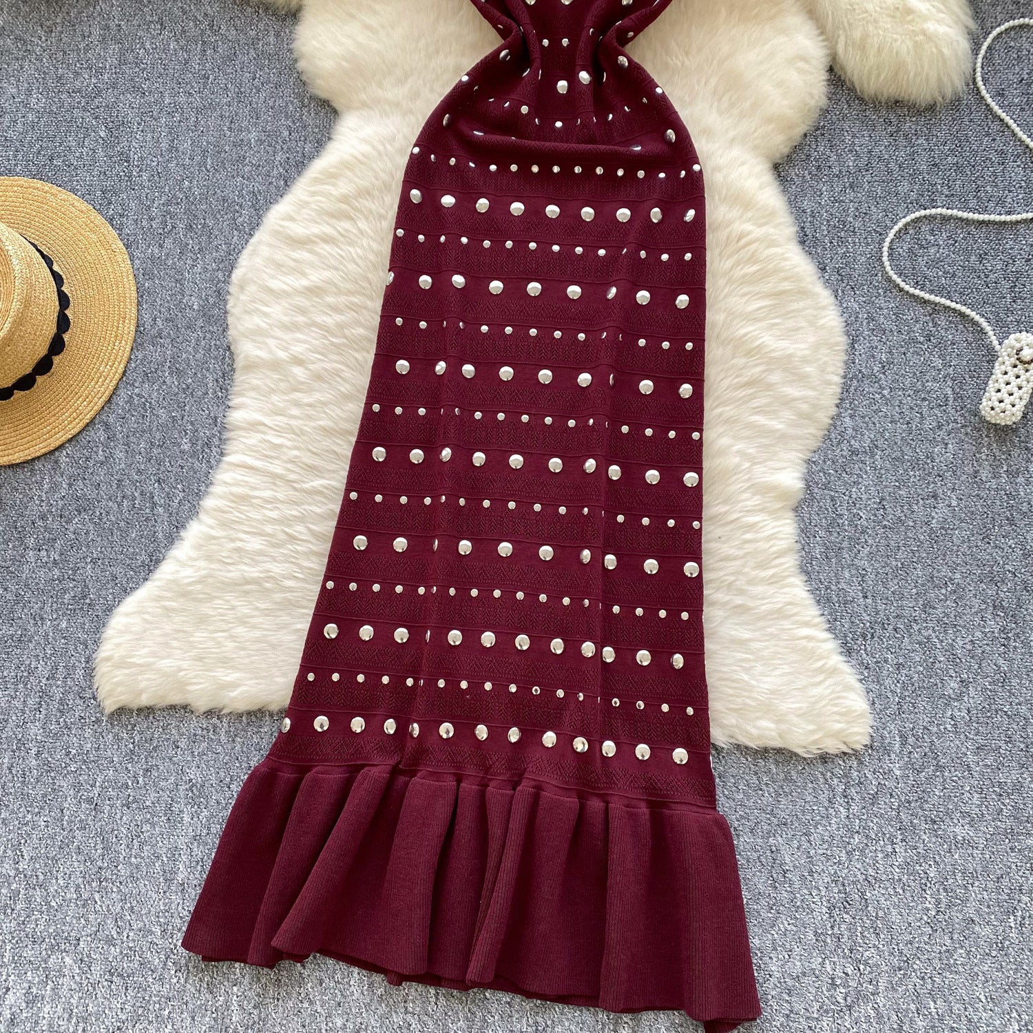 Women's Summer Sleeveless Stand Collar Diamond Slim Luxury Fishtail Long Dress 13