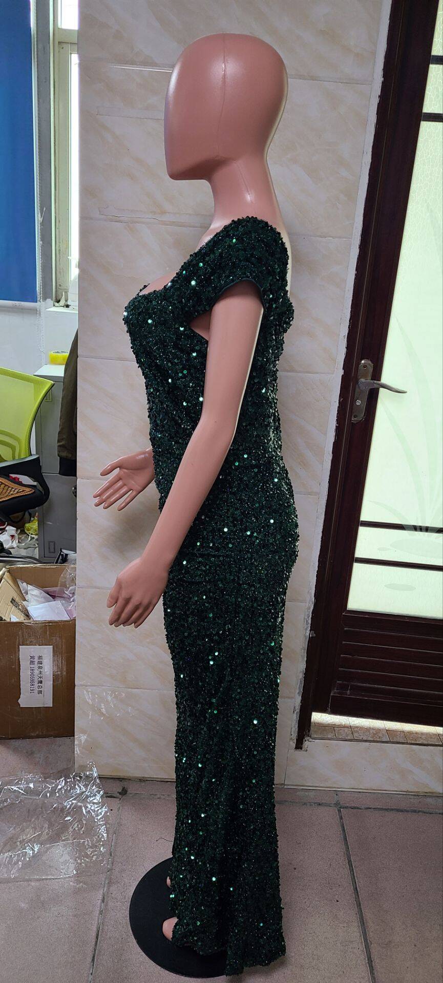 Women sequin side slit sexy dress 8