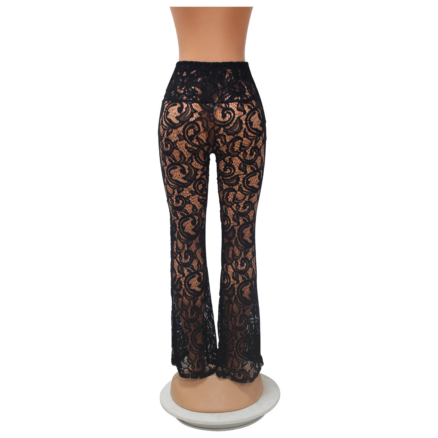 Summer Ladies Sexy See-Through Lace Ladies Pants Bell Bottom Pants 11