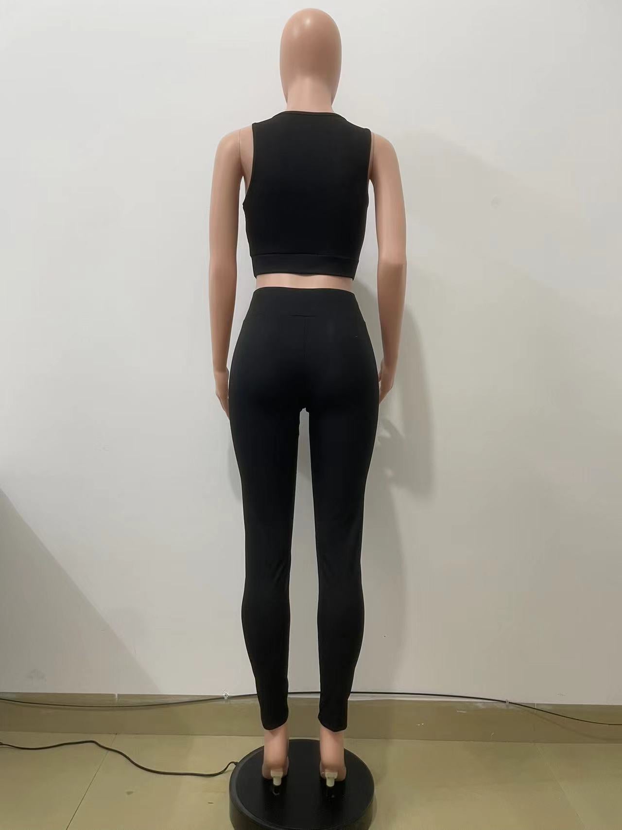 Women's Yoga Clothes Fitness Vest Butt Lift Tight Fitting Pants Sport Two Piece Set 13