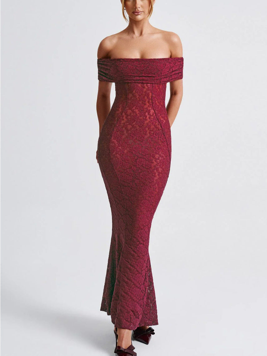 Women sexy floral lace Backless dress 7