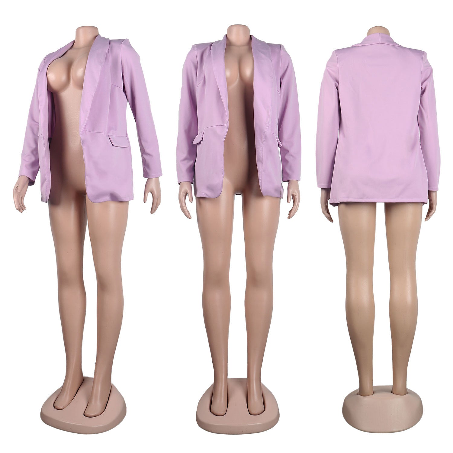 Women Fall/Winter Solid Long Sleeve Casual Blazer 16