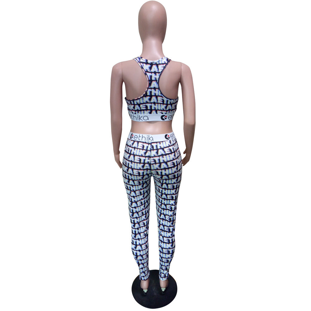 Women Summer Tank Top and Trousers Two-piece Set 18