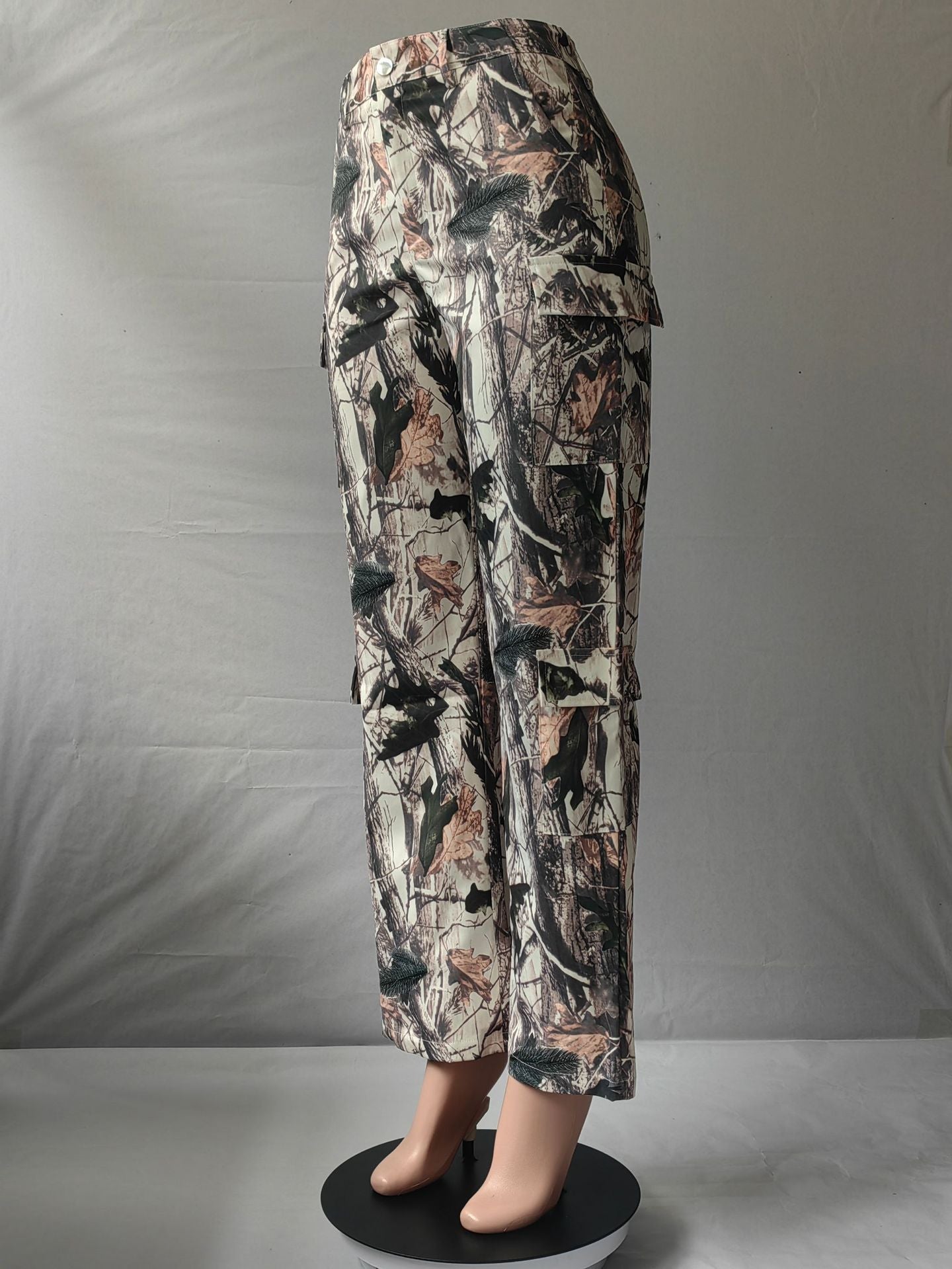 Women Summer Casual Loose Straight Leg High Waist Pocket Pant 11