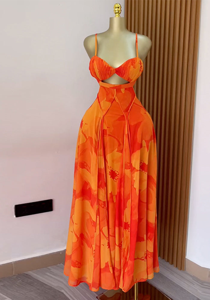 Women summer printed suspenders Strapless dress