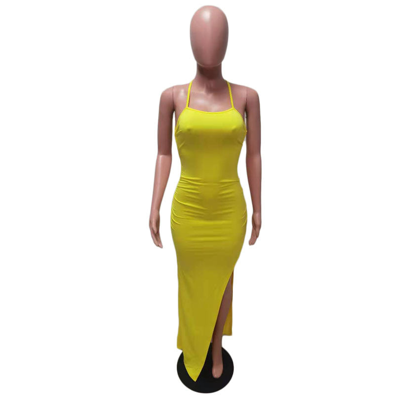 Women's Clothing Spring Summer Fashion Sexy Sling Pure Color Dress 25