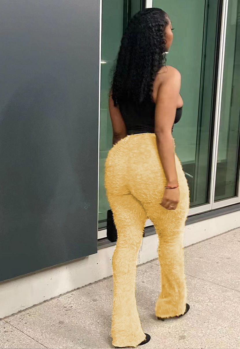 Women Solid furry Pants 6