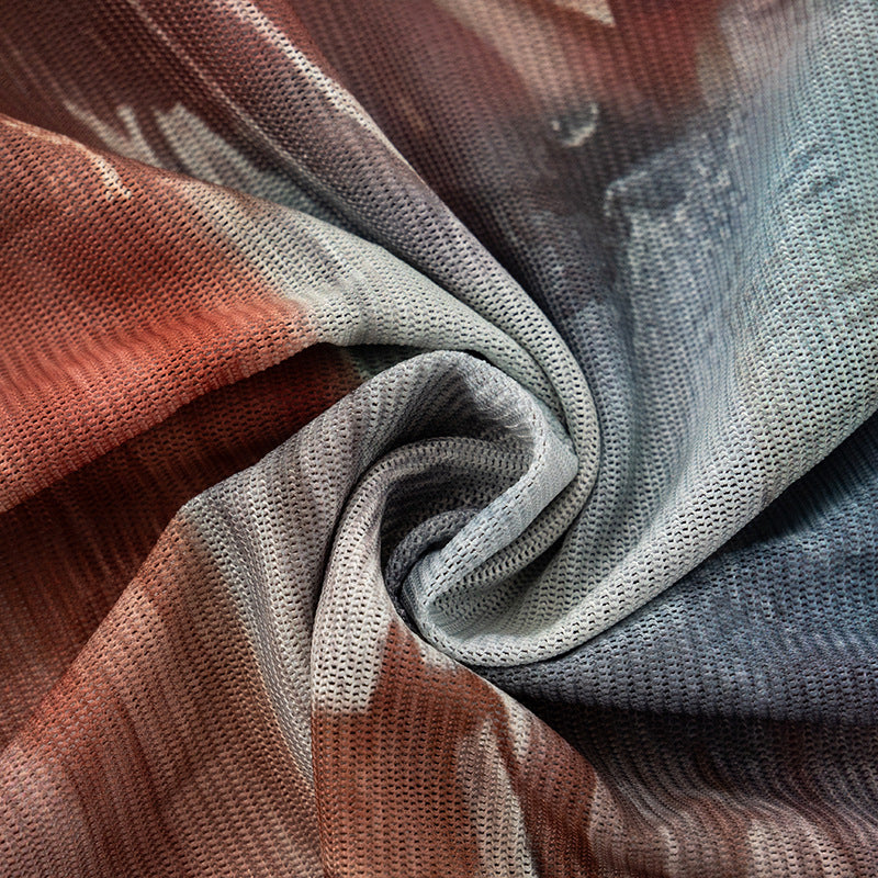 Women Spring and Summer Mesh Print See-Through Tight Pants 30