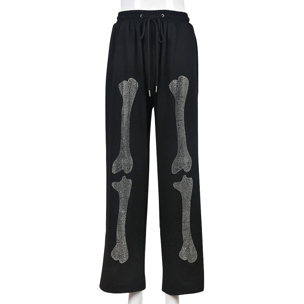Autumn Women's Fashion Trend Beaded Skull Sweatpants Casual Pants 11