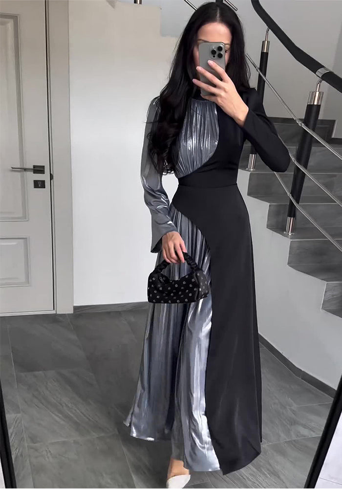 Spring Long Sleeve Slim Lace-Up Women's Irregular Long Fashion Dress