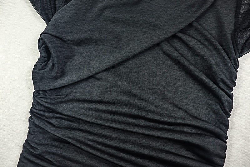 Solid Color Women's Slim Slash Shoulder Long-Sleeve Short Bodycon Dress 14