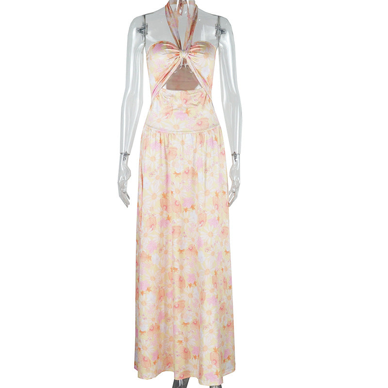 Autumn And Winter Women's Chic Elegant Fashion Halter Neck Strapless Print Dress 8