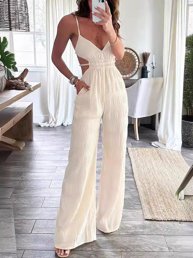 Women Backless suspenders elegant Chic sleeveless Jumpsuit 5