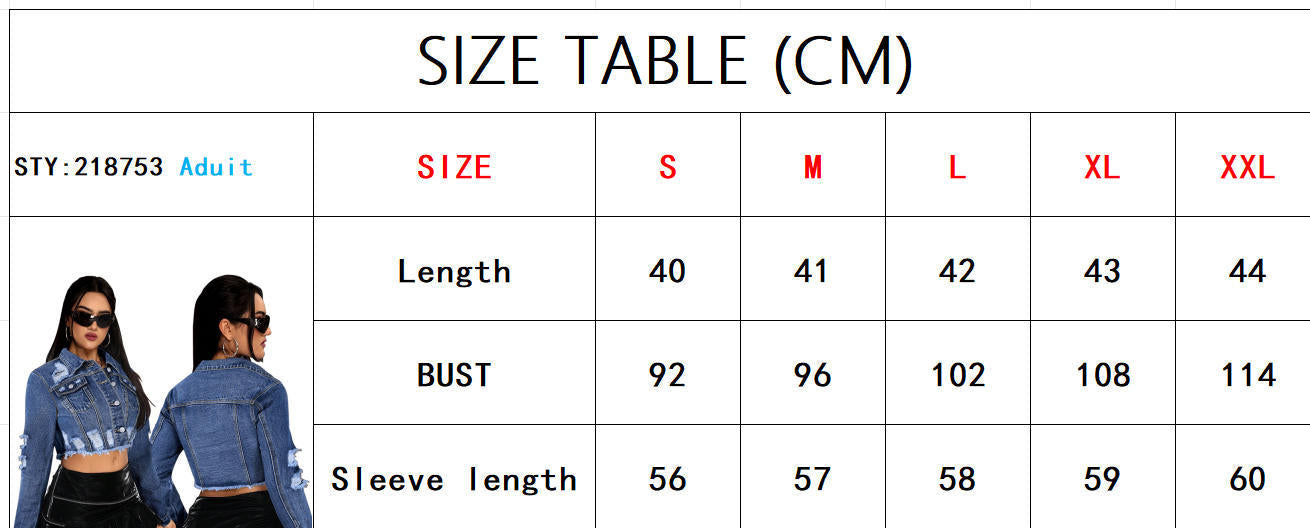 Women Denim Ripped Tassel Top Jacket 5