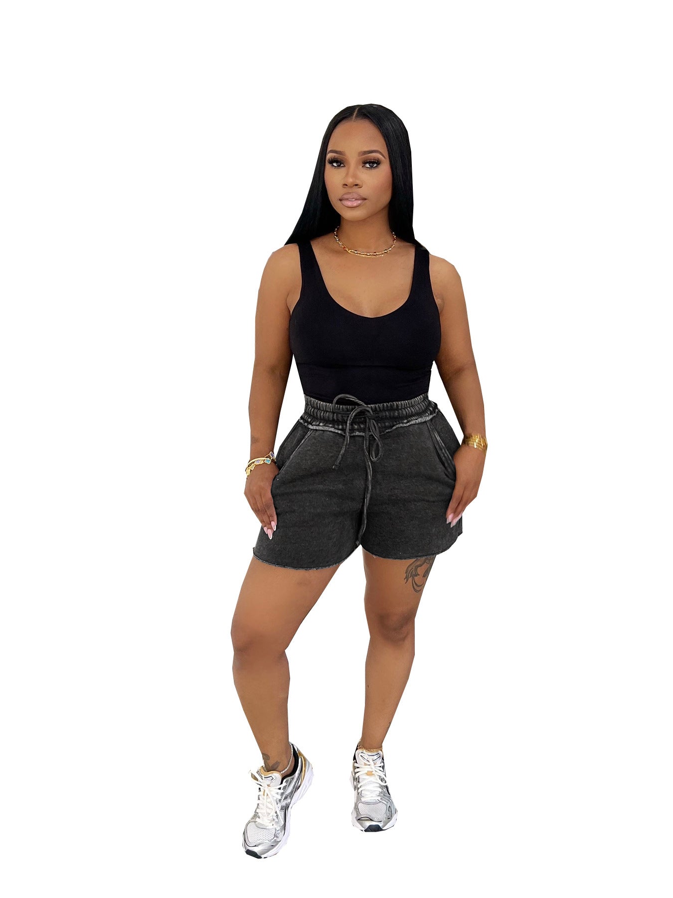 Washed shorts sexy women's vest Casual two-piece Set 10