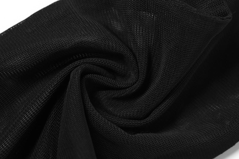 Summer Ruffle Sexy Slim See-Through Mesh Low Back Halter Neck Slim Dress 14