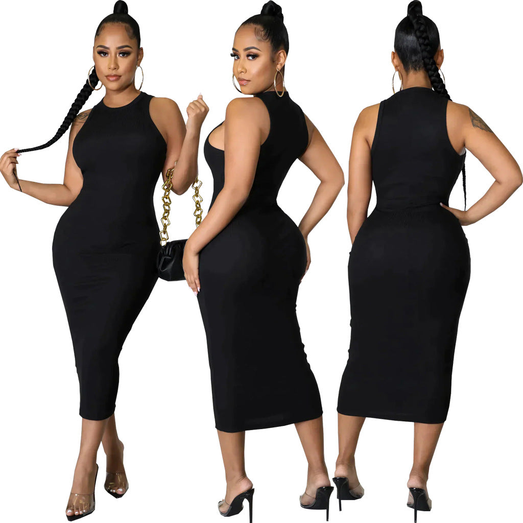 Women's Sexy Solid Color Fashion Sleeveless Bodycon Dress