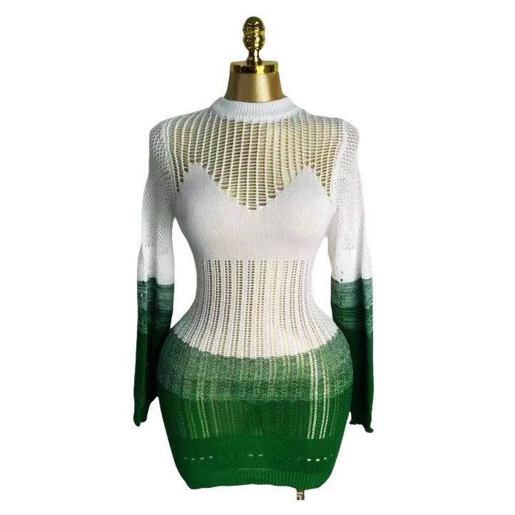 Women Autumn Hollow Knitting Style Beach Dress 21