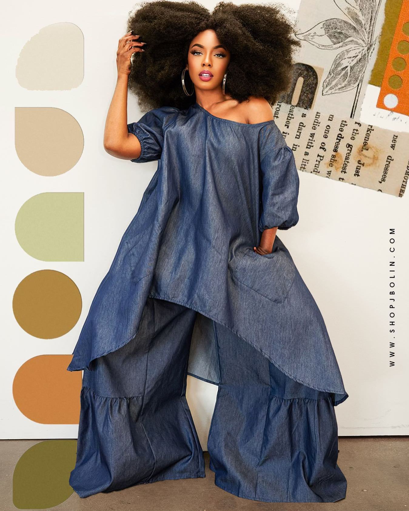 Women Top and wide-leg pants Solid two-piece set 3