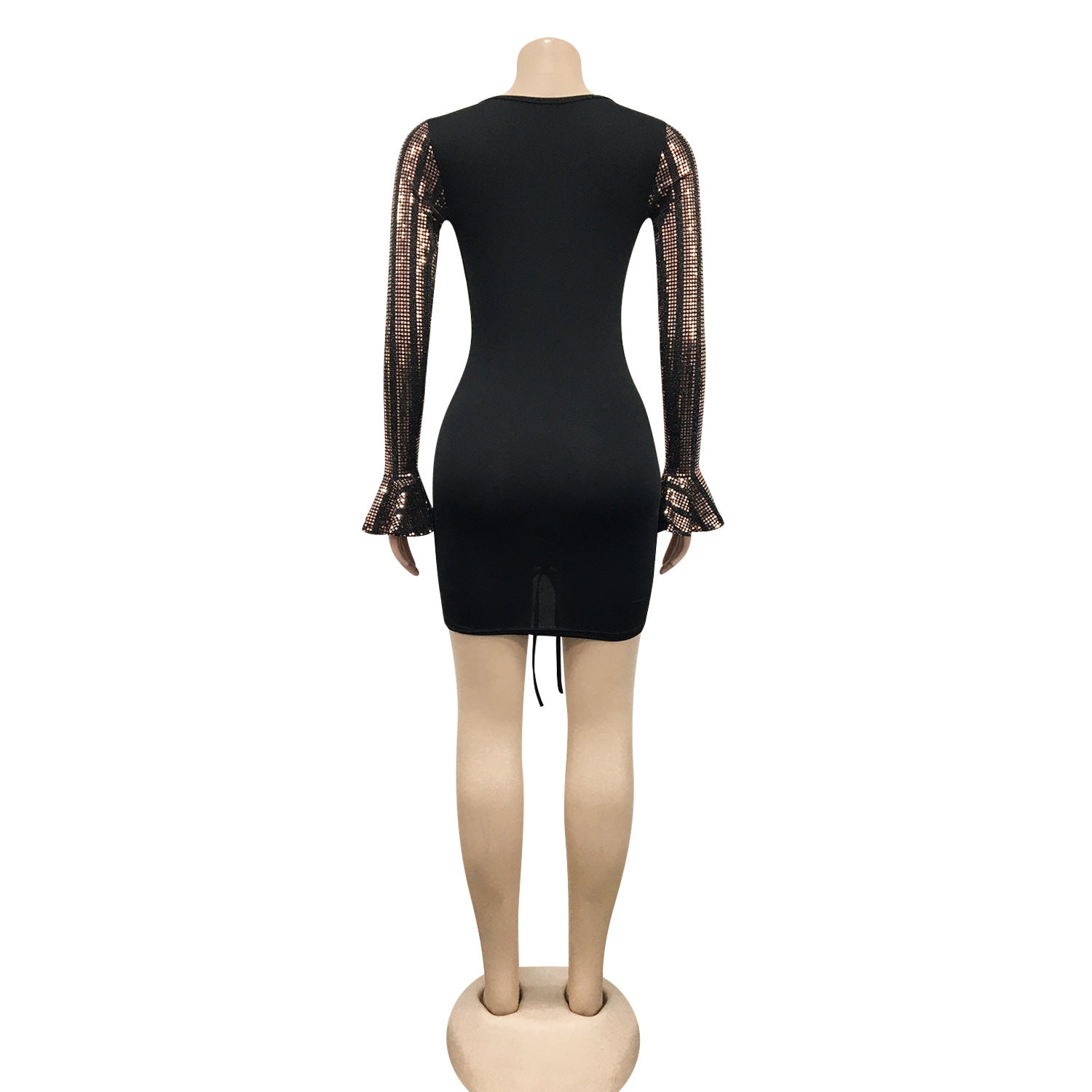 Sexy deep v Pleated nightclub sequin dress 5