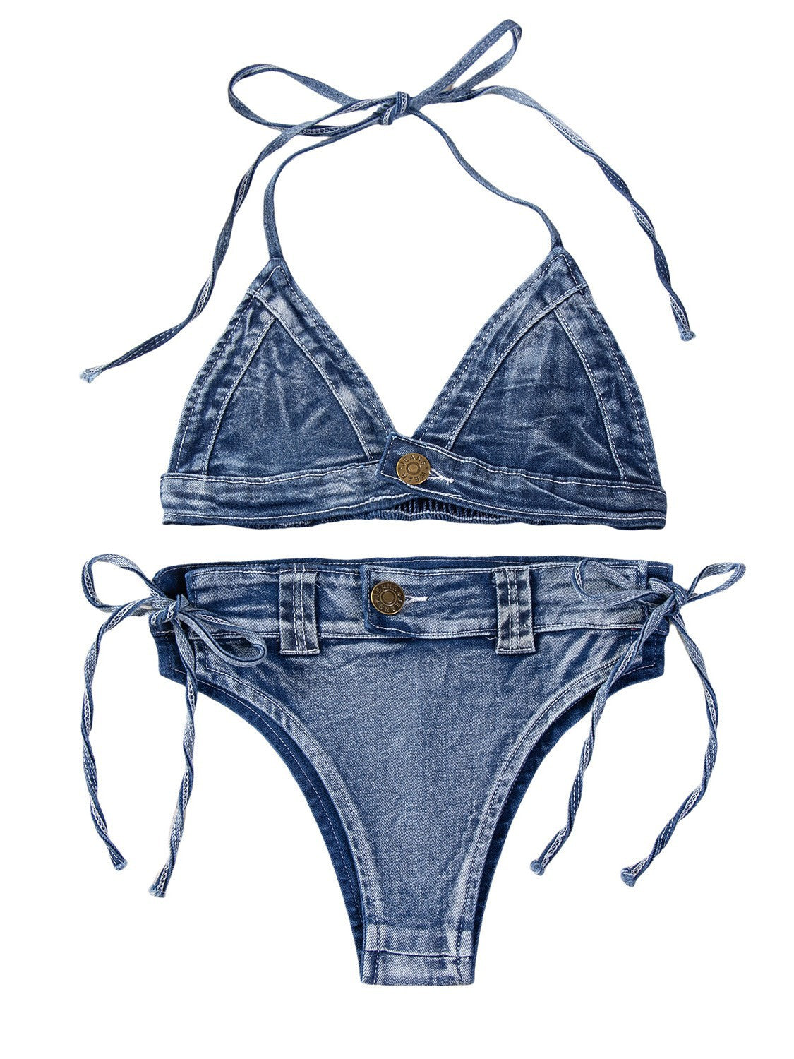 Women Sexy Denim Bikini Beach Swimwear Two Pieces 6