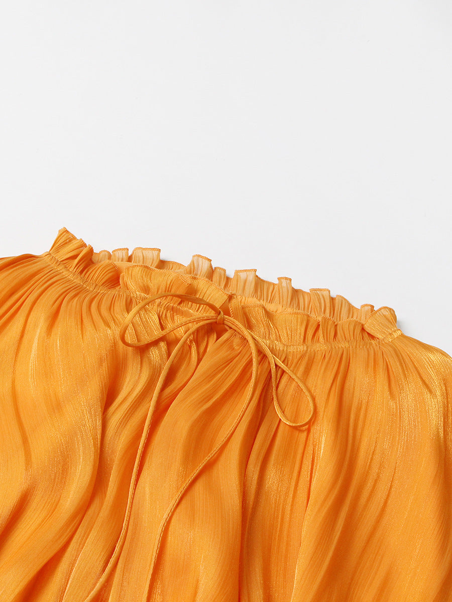 Summer Round Neck Ruffle Tie-Waist Party Cocktail Dress 12