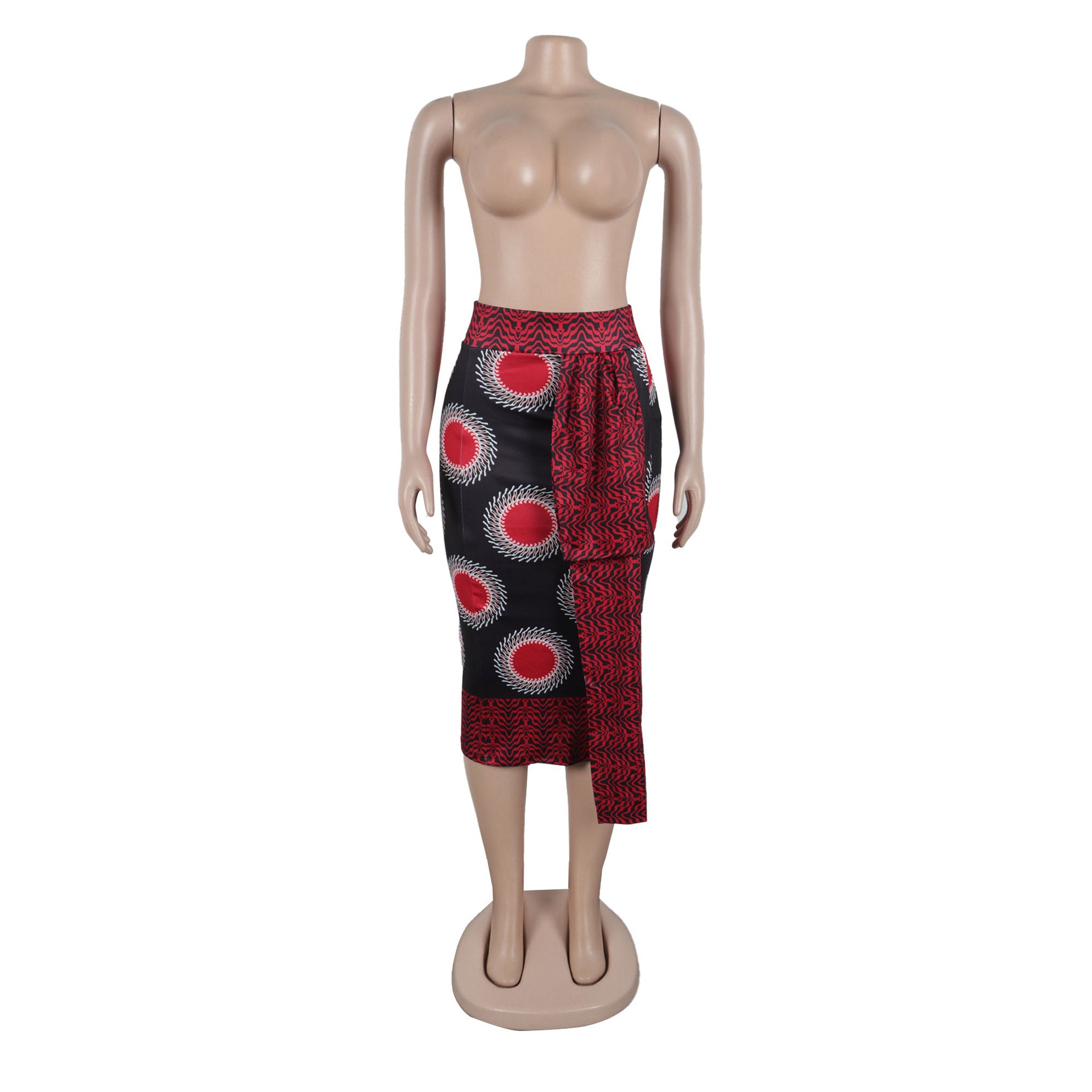 Women Printed Elastic Slit Bodycon Dress 19