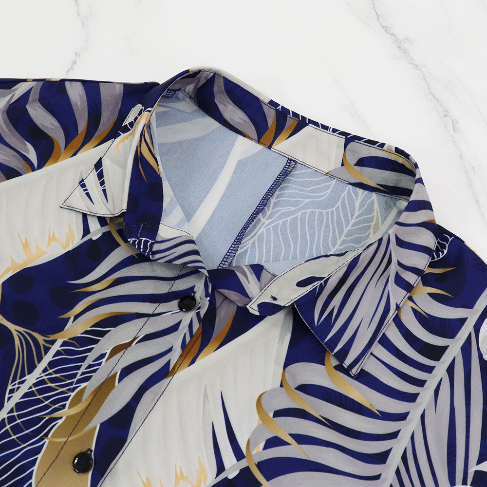 Women Printed Short Sleeve Beach Casual Shirt Long Dress 9