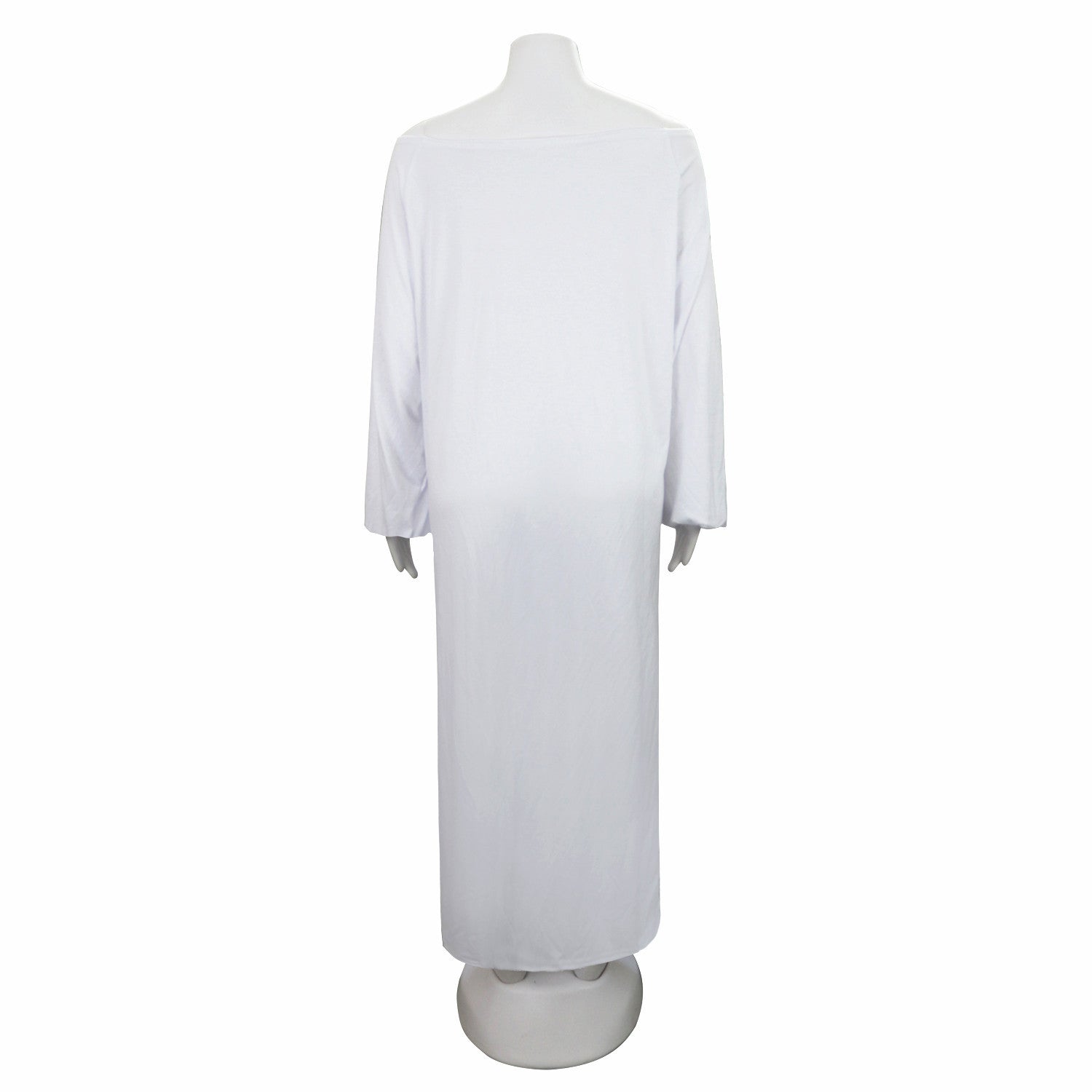 Plus Size Women Solid Off Shoulder Loose Dress 19