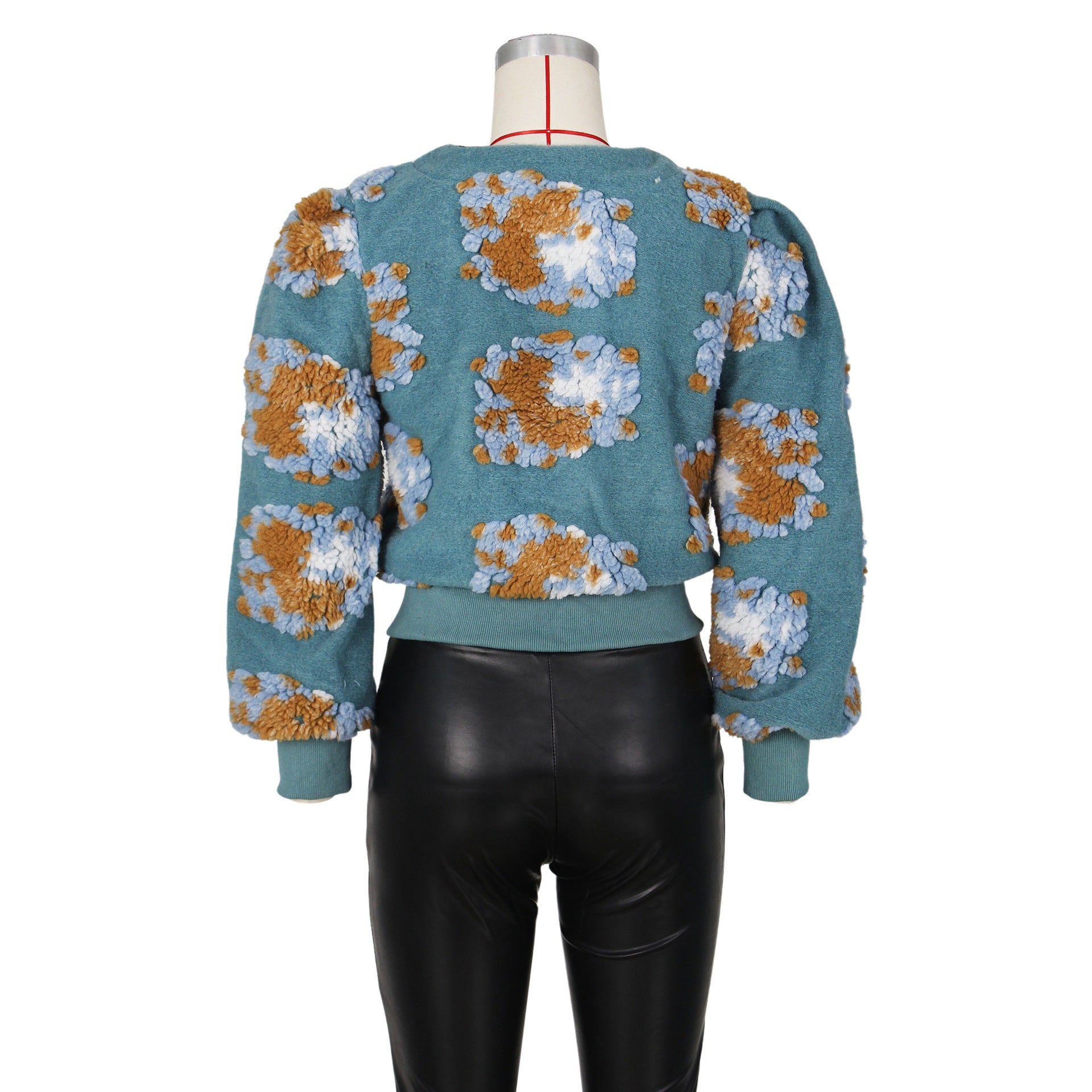 Women Fall and Winter Retro Flower Crop Jacket 30