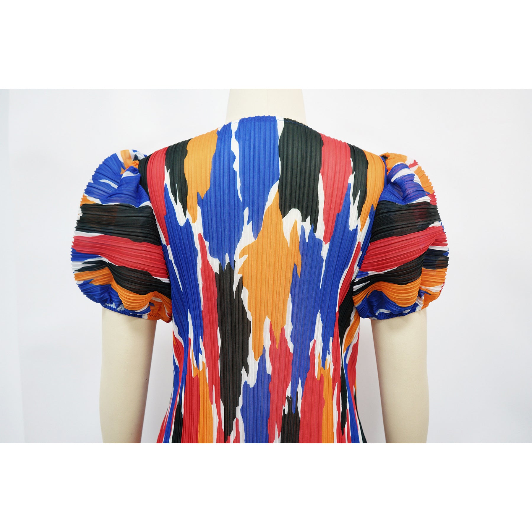 Fashionable Women's Puff Short-Sleeved Printed Dress 9