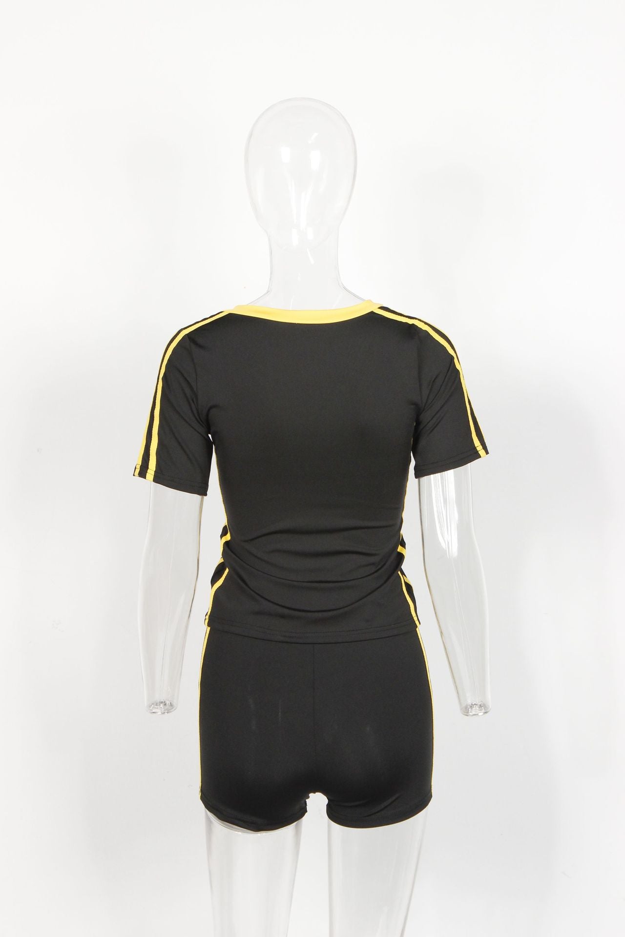 Women Spring Sexy Printed Short-sleeved V-neck Top And Lace-up Shorts Two Piece Set 21