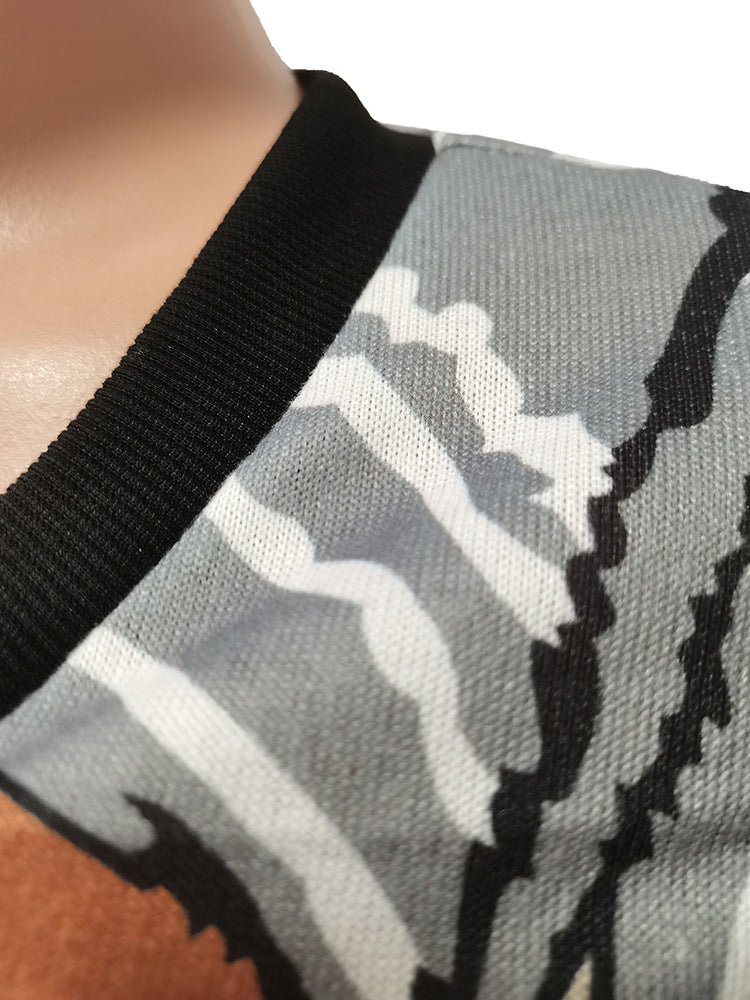 Women's Summer Print Heart Neck Slim Sport Casual Top + Shorts Set 27