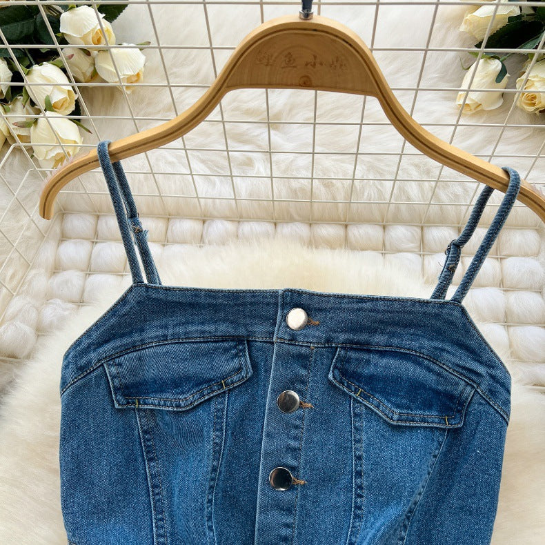 Women's Summer Slit Strap Dnim Dress 17