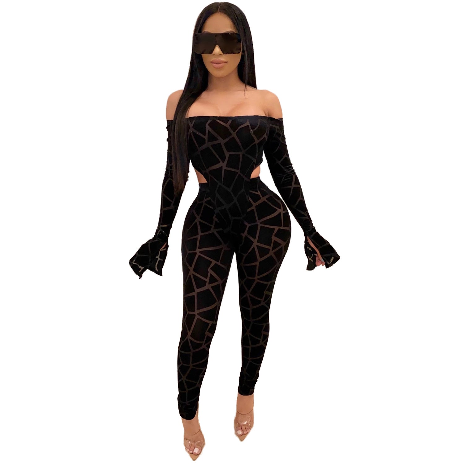 Women Long Sleeve Printed Bodysuit and Pant Two-piece Set 17