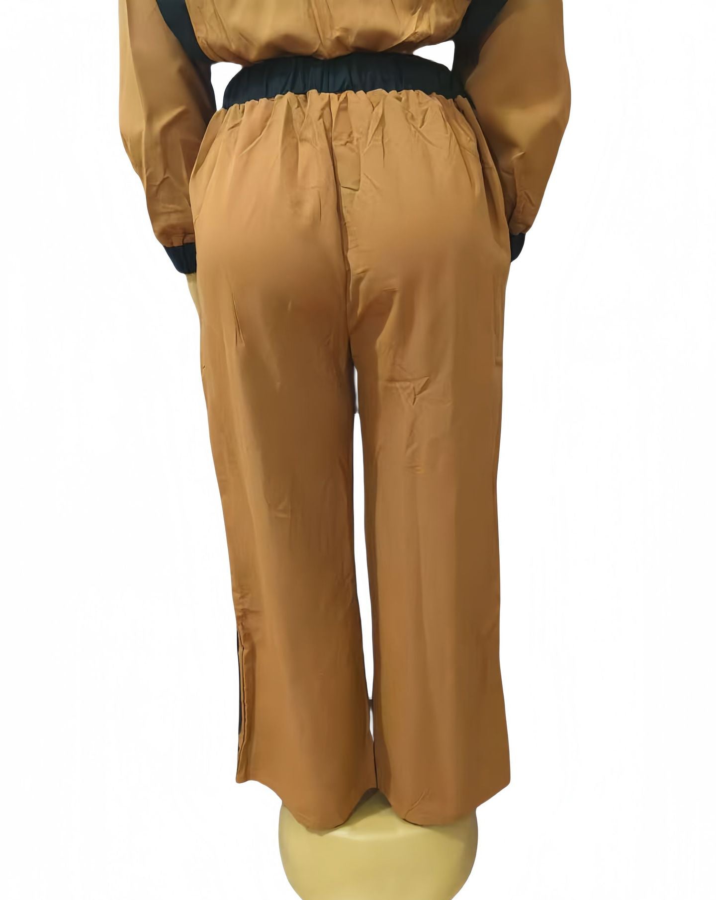 Women Contrast Color Casual Sleeveless Top and Wide Leg Pants Two-Piece Set 9