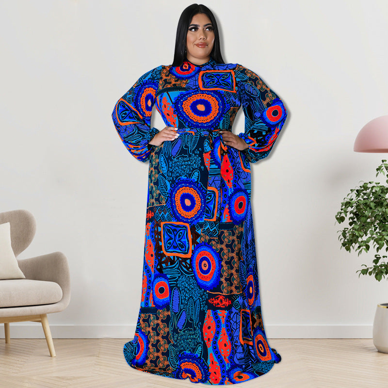 Plus Size Autumn Women's Clothing Back Zipper Long Maxi Dress 6