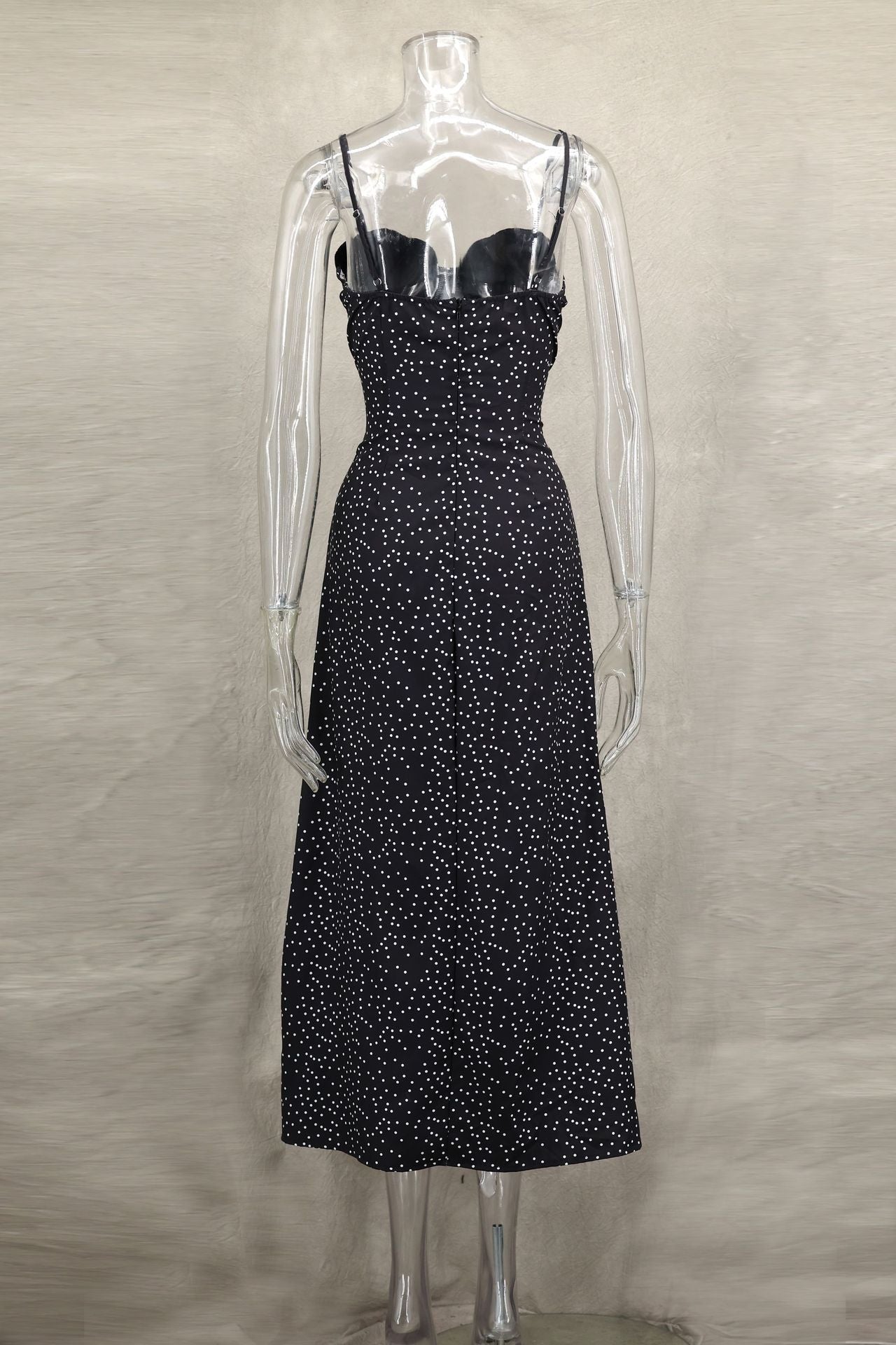 Spring Summer Style Contrast Slim Waist Polka Dot Print Dress 14